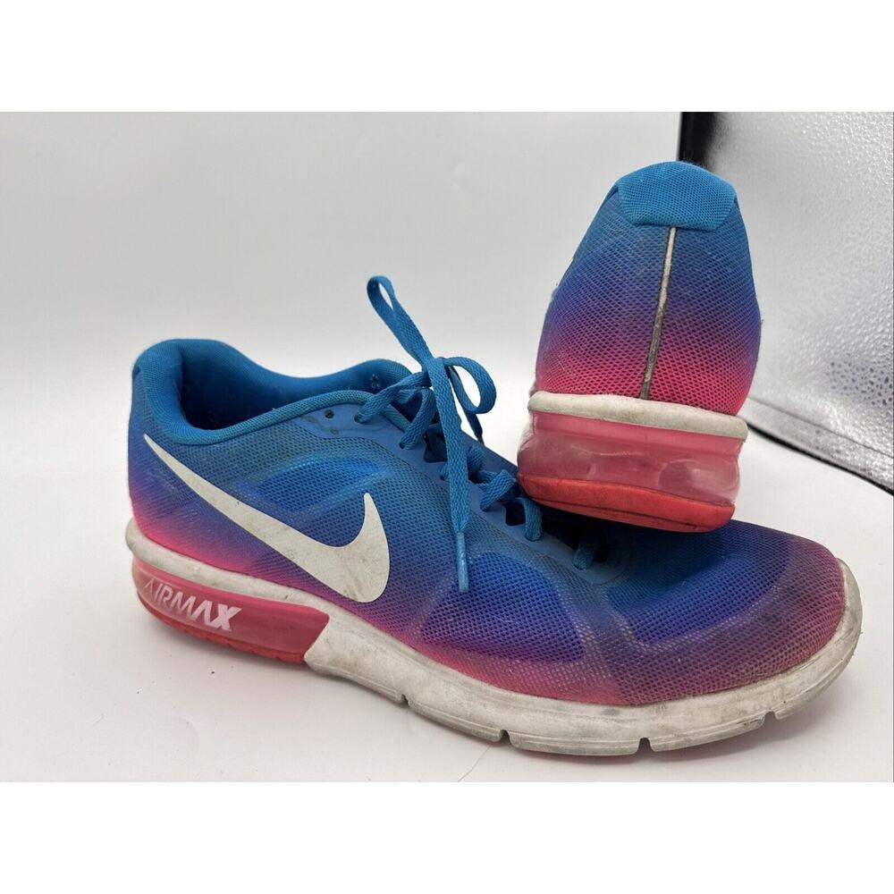 Nike Womens Air Max Sequent Blue Pink Running Shoes Sneakers size 11 Rainbow